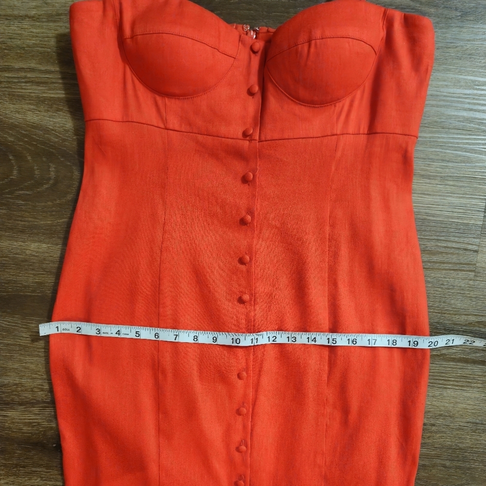 NWT Antonio Melani Marcie Stretch Linen Red Midi Dress Sweetheart Neck 10 - Picture 14 of 15